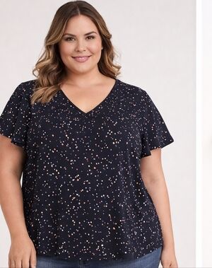 EVRI Confetti Speckled Print Blouse